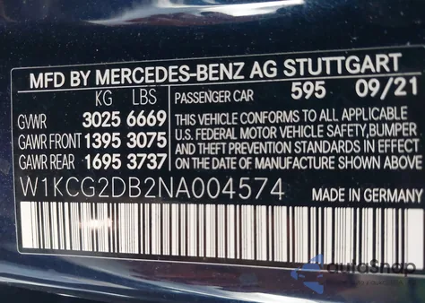2022 Mercedes-Benz Eqs 450+ from USA, damaged, VIN W1KCG2DB2NA004574